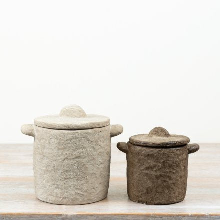 Brown Textured Storage Pot