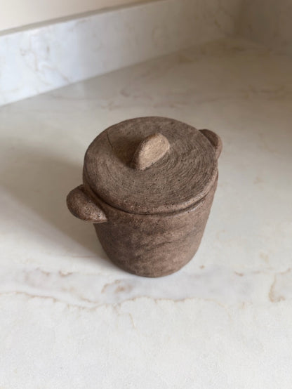 Brown Textured Storage Pot