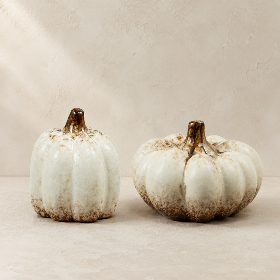 Neutral Ceramic Pumpkin Ornament - Small