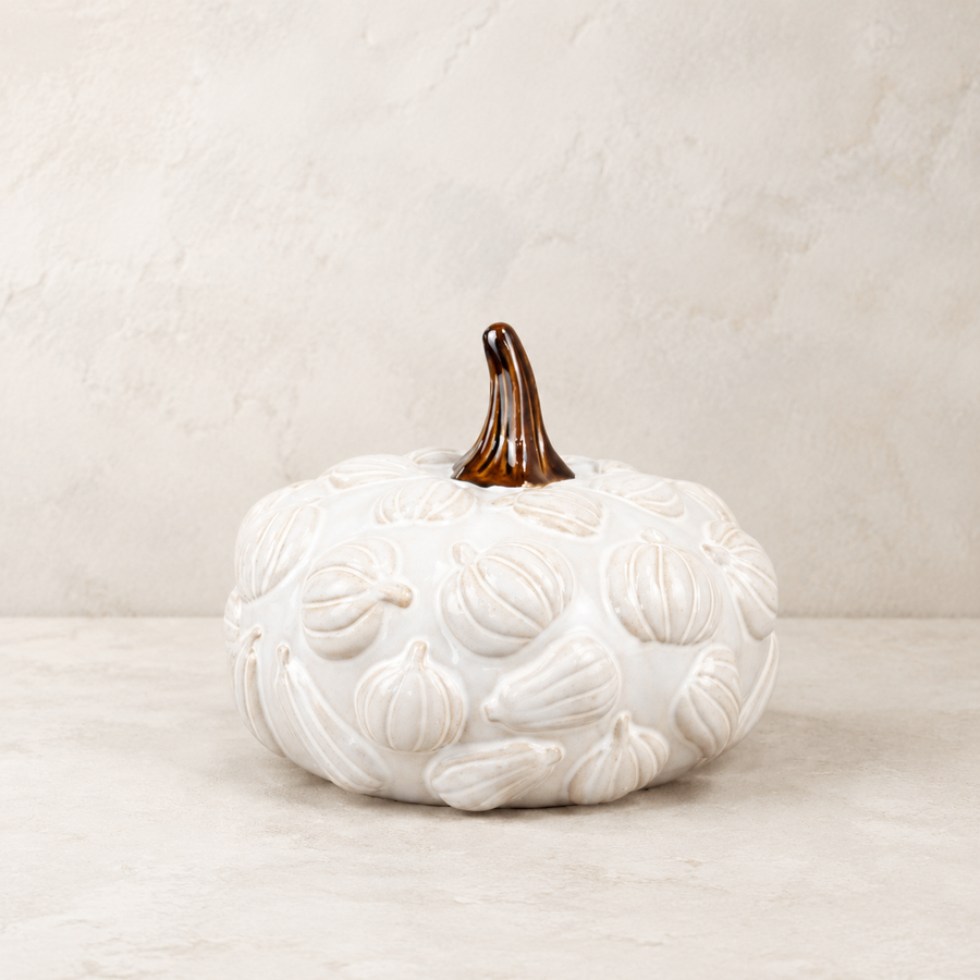 Embossed Ceramic Pumpkin Ornament