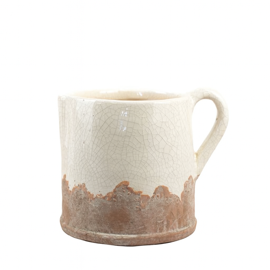 Ceramic Cream & Brown Jug vase
