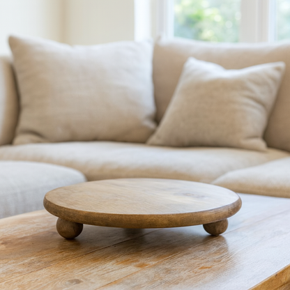 Round Wood Display Tray