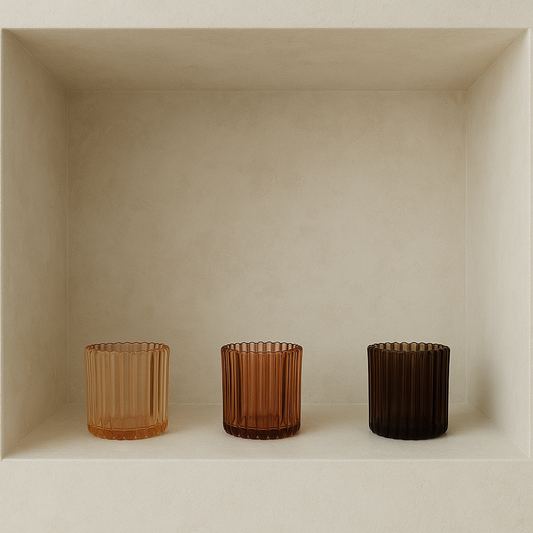 Brown Ribbed Tea Light Holder
