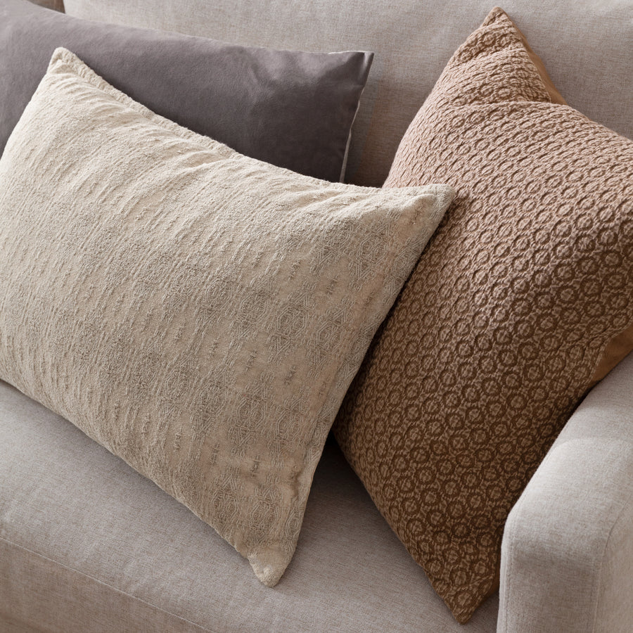 Tryfan Textured Cotton Cushion Biscuit