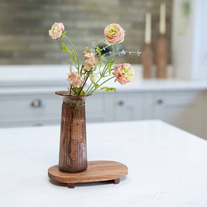 Brown ribbed Glass Vase