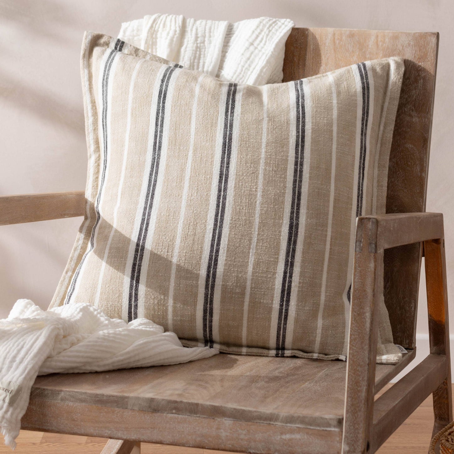 Hebble Striped Cushion Natural Black: Natural Black 50 x 50cm