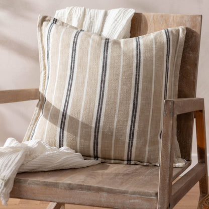 Hebble Striped Cushion Natural Black: Natural Black 50 x 50cm