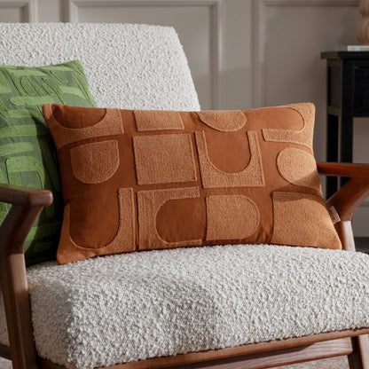 Hallam Embroidered Cotton Cushion Copper: Copper 30 x 50cm